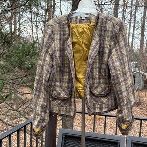Vintage Renfrew Collection Plaid Jacket, colorful, gold sz. 14 (61% wool)